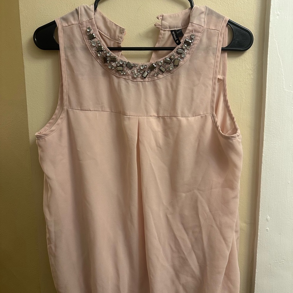 HeartSoul Blush Sleeveless Top with Embellished Neckline